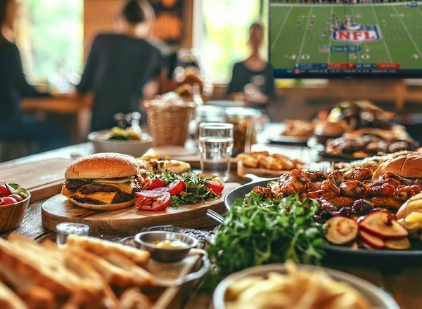 Ein Muster aus American Footballs, die auf kleinen Rasenstücken liegen. Die Bälle sind in verschiedenen Positionen angeordnet, um eine sportliche Atmosphäre darzustellen. Der Hintergrund ist ein einheitliches Grün.