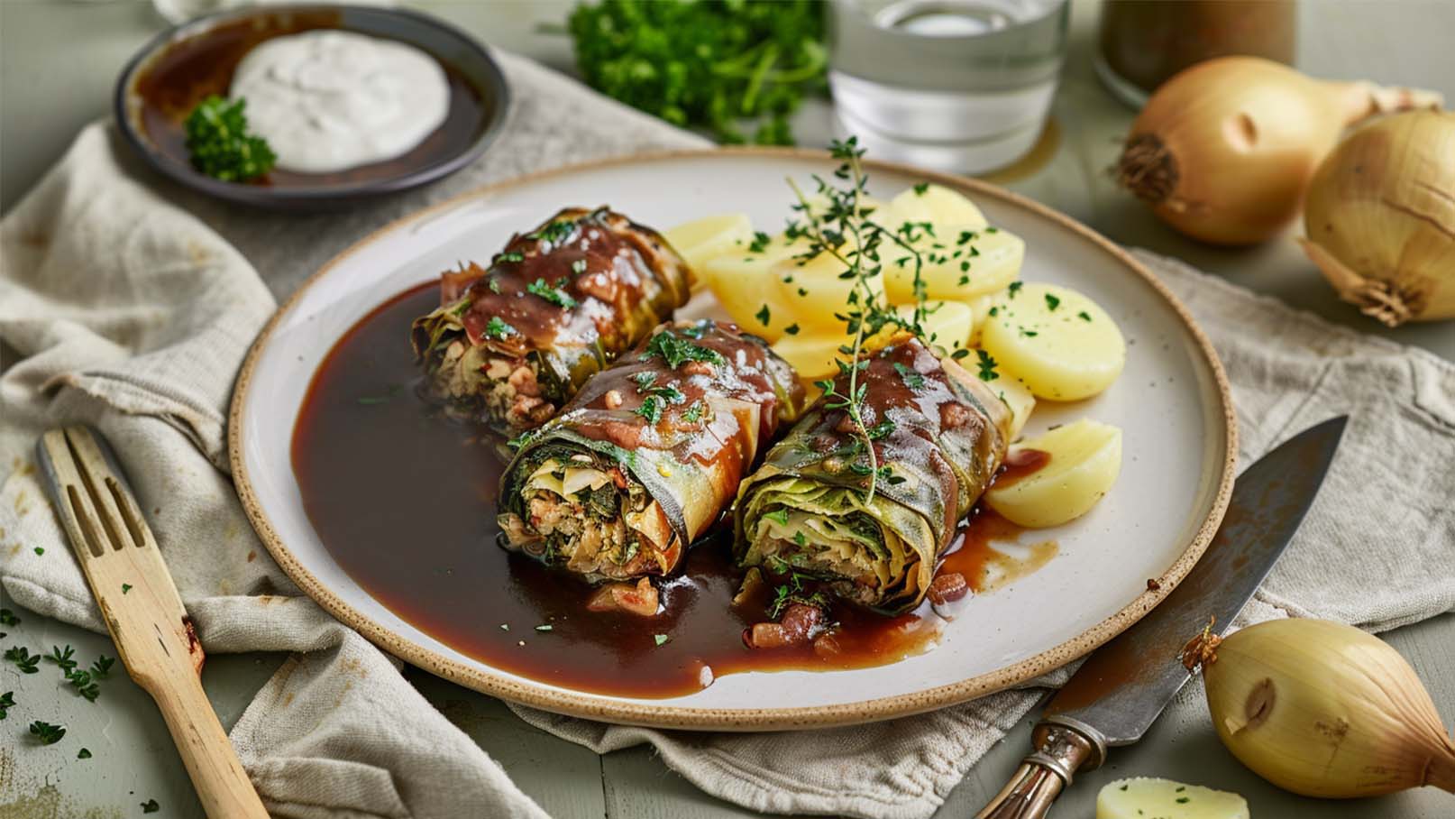 Kohlrouladen mit Petersilien-Kartoffeln