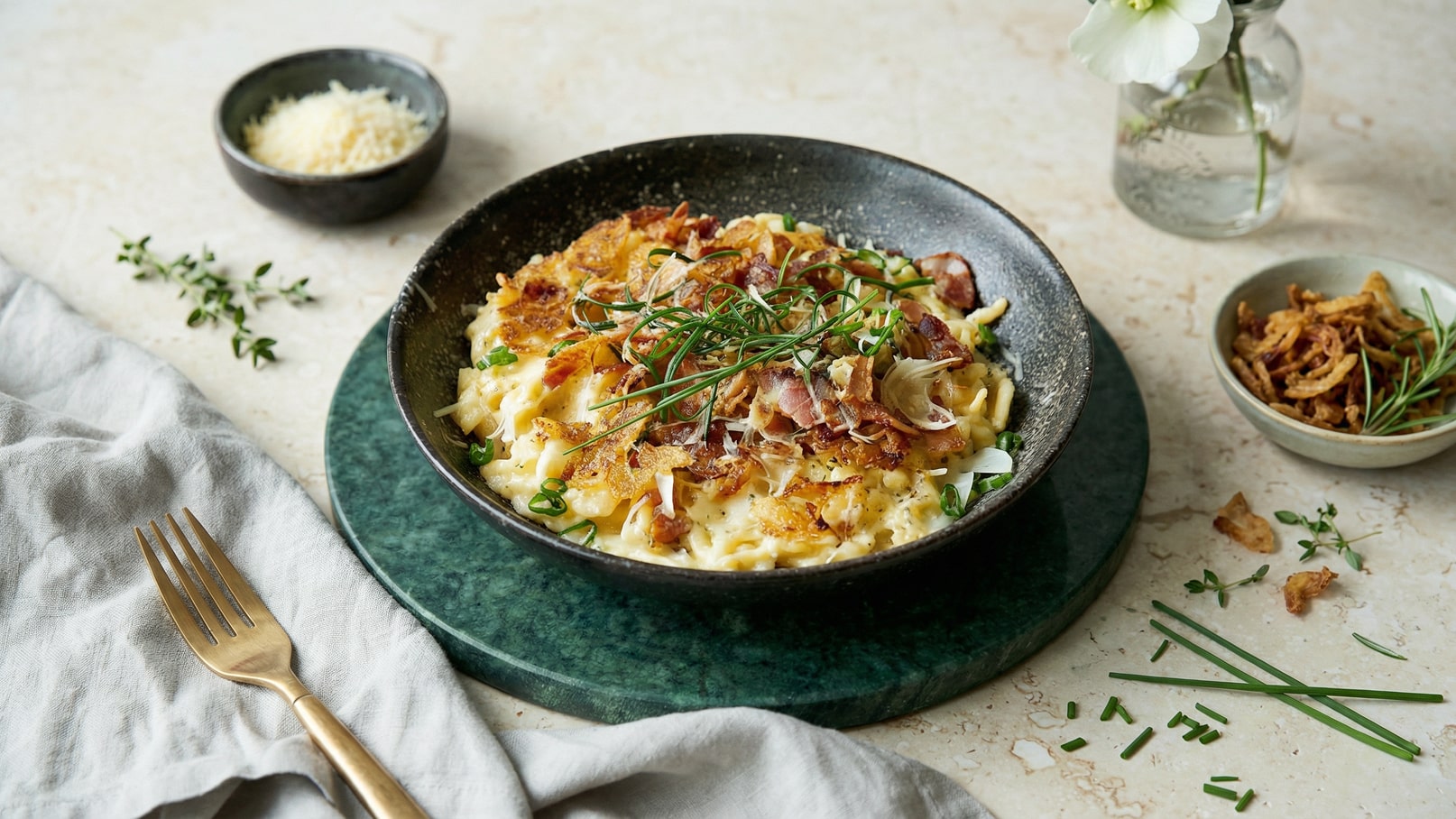 Käsespätzle Flammkuchen Style