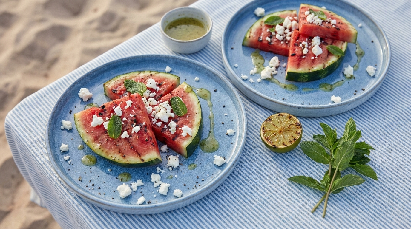 Gegrillte Wassermelone mit Feta